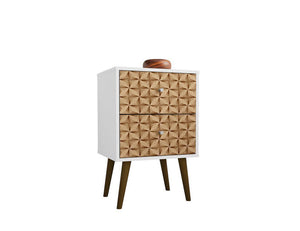 Lekedi II Night Table - White/3D Brown Print