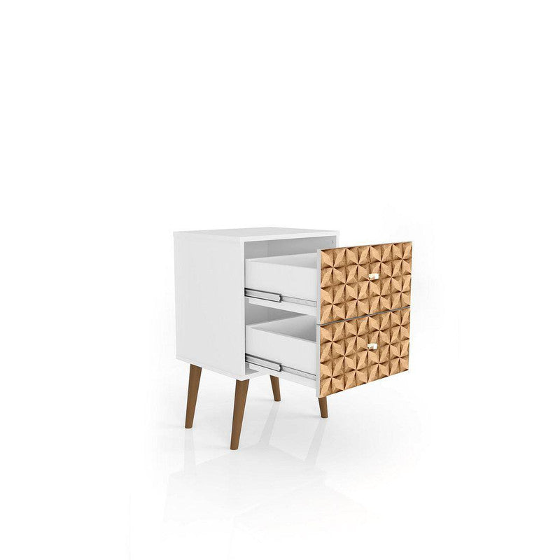 Lekedi II Night Table - White/3D Brown Print