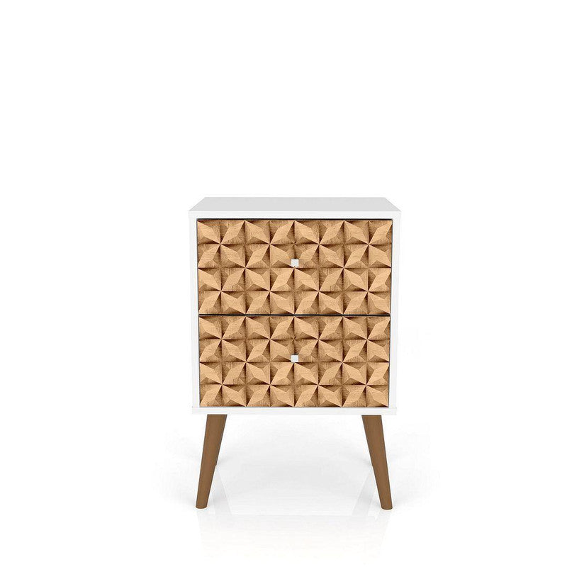 Lekedi II Night Table - White/3D Brown Print
