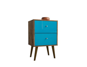 Lekedi II Night Table - Rustic Brown/Aqua Blue