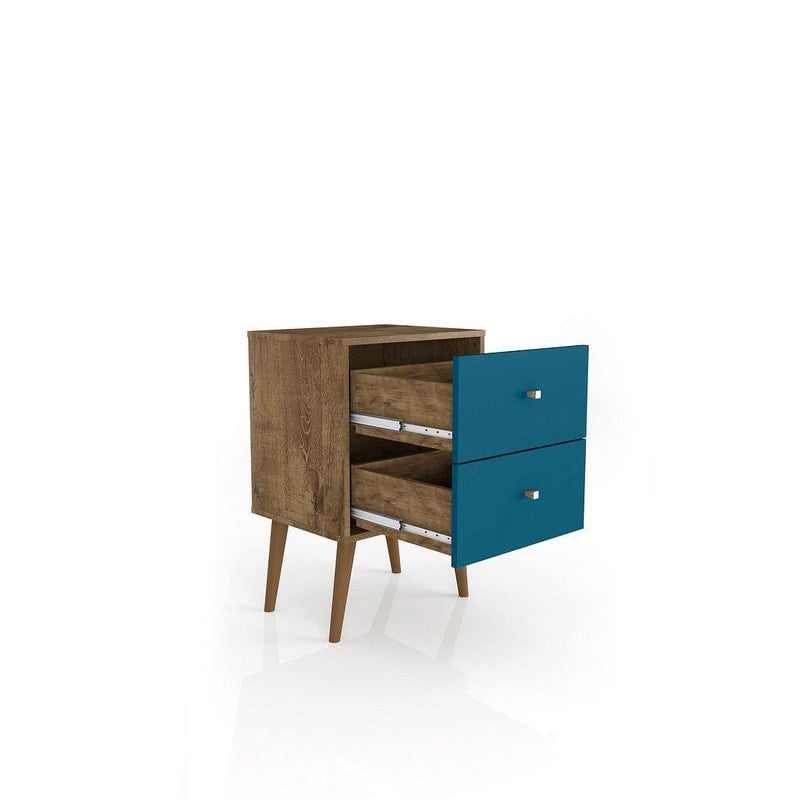 Lekedi II Night Table - Rustic Brown/Aqua Blue