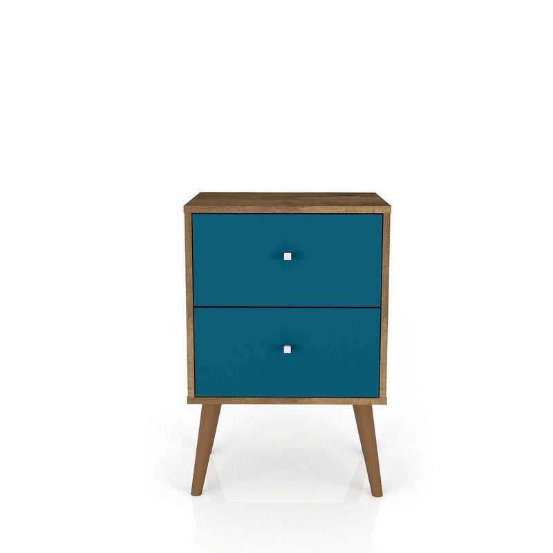 Lekedi II Night Table - Rustic Brown/Aqua Blue