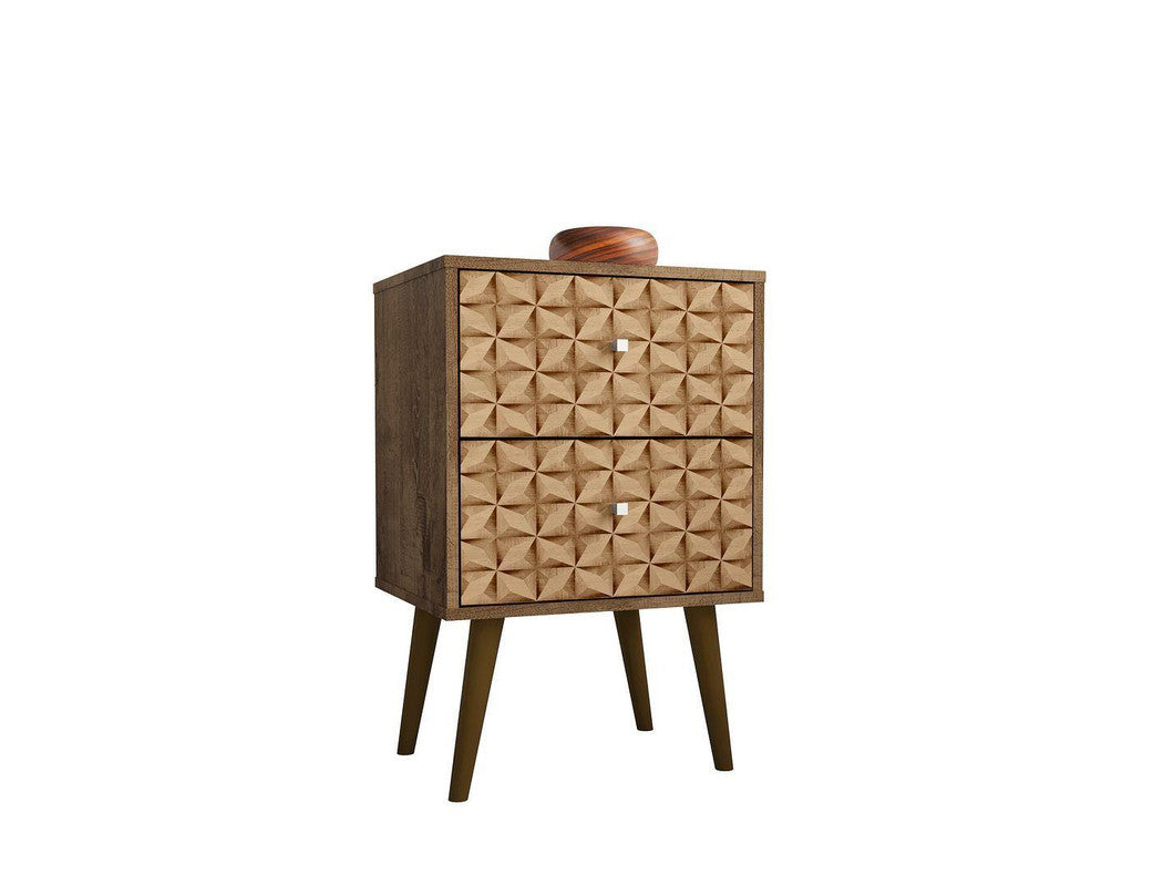 Lekedi II Night Table - Rustic Brown/3D Brown Print
