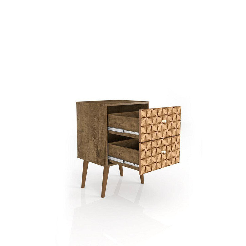 Lekedi II Night Table - Rustic Brown/3D Brown Print