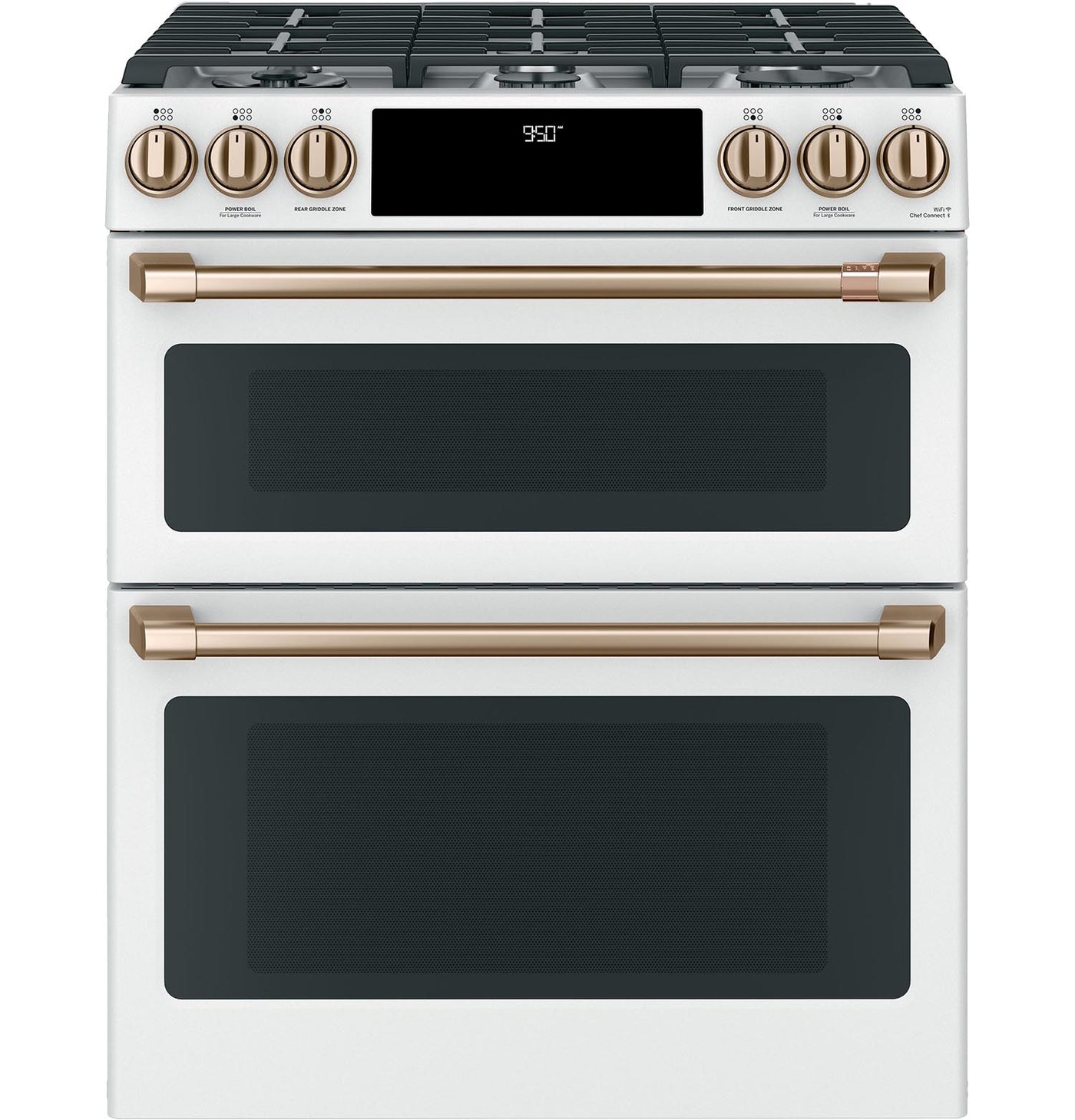 GE Café Matte White Slide-in Dual-Fuel Double Oven Range with Built-In WiFi (7.0 cu ft) - CC2S950P4MW2