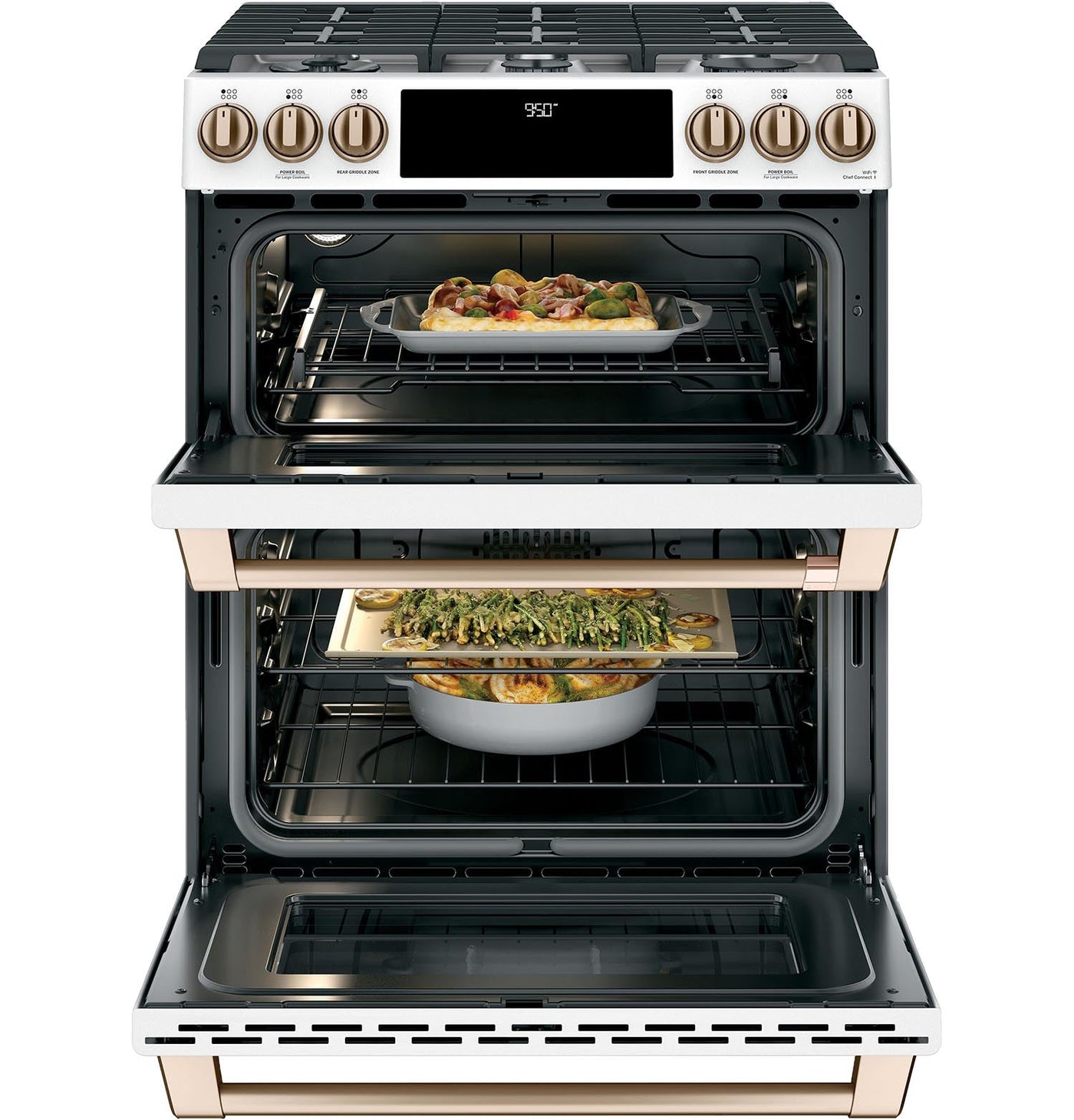 GE Café Matte White Slide-in Dual-Fuel Double Oven Range with Built-In WiFi (7.0 cu ft) - CC2S950P4MW2