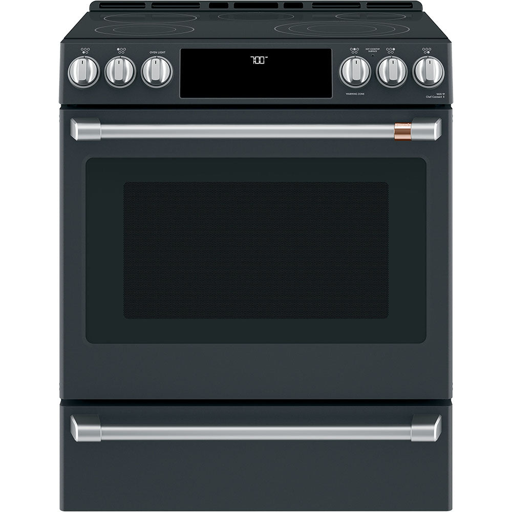 GE Café Matte Black 30" Electric Range with Built-in WiFi and No-Preheat Air Fry (5.7 Cu. Ft) - CCES700P3MD1