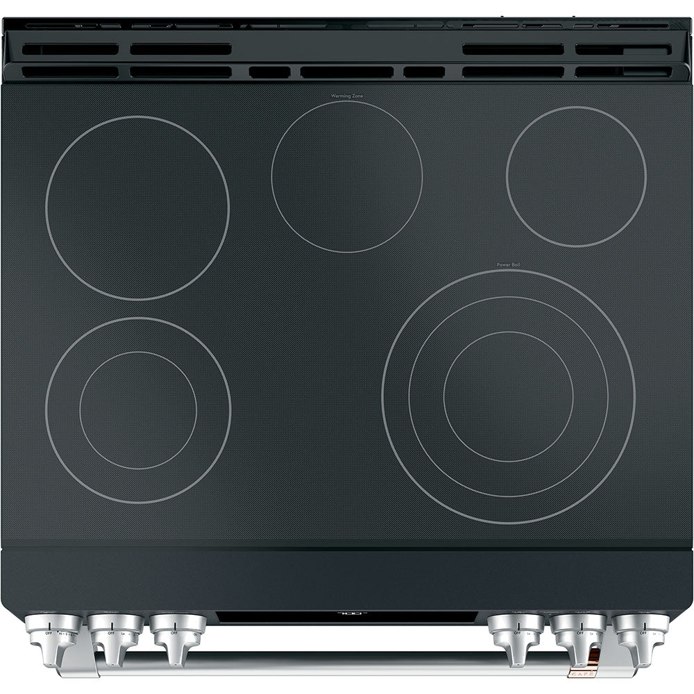 GE Café Matte Black 30" Electric Range with Built-in WiFi and No-Preheat Air Fry (5.7 Cu. Ft) - CCES700P3MD1