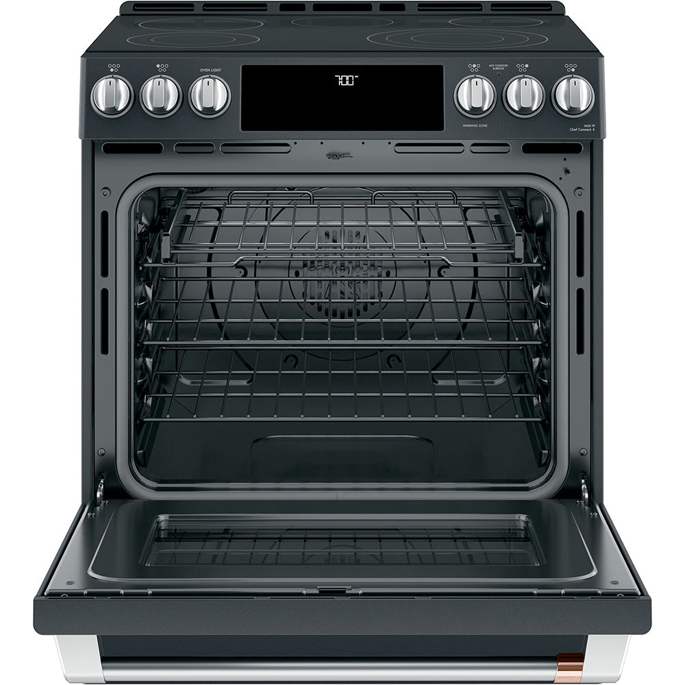 GE Café Matte Black 30" Electric Range with Built-in WiFi and No-Preheat Air Fry (5.7 Cu. Ft) - CCES700P3MD1