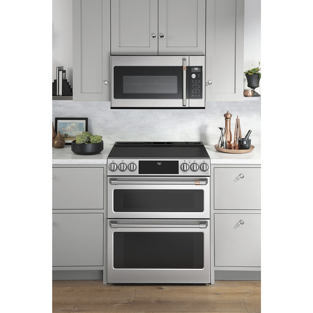 GE Café Stainless Steel 30" Electric Double Oven Range with Built-in Wifi and No-Preheat Air Fry (6.7 Cu. Ft) - CCES750P2MS1