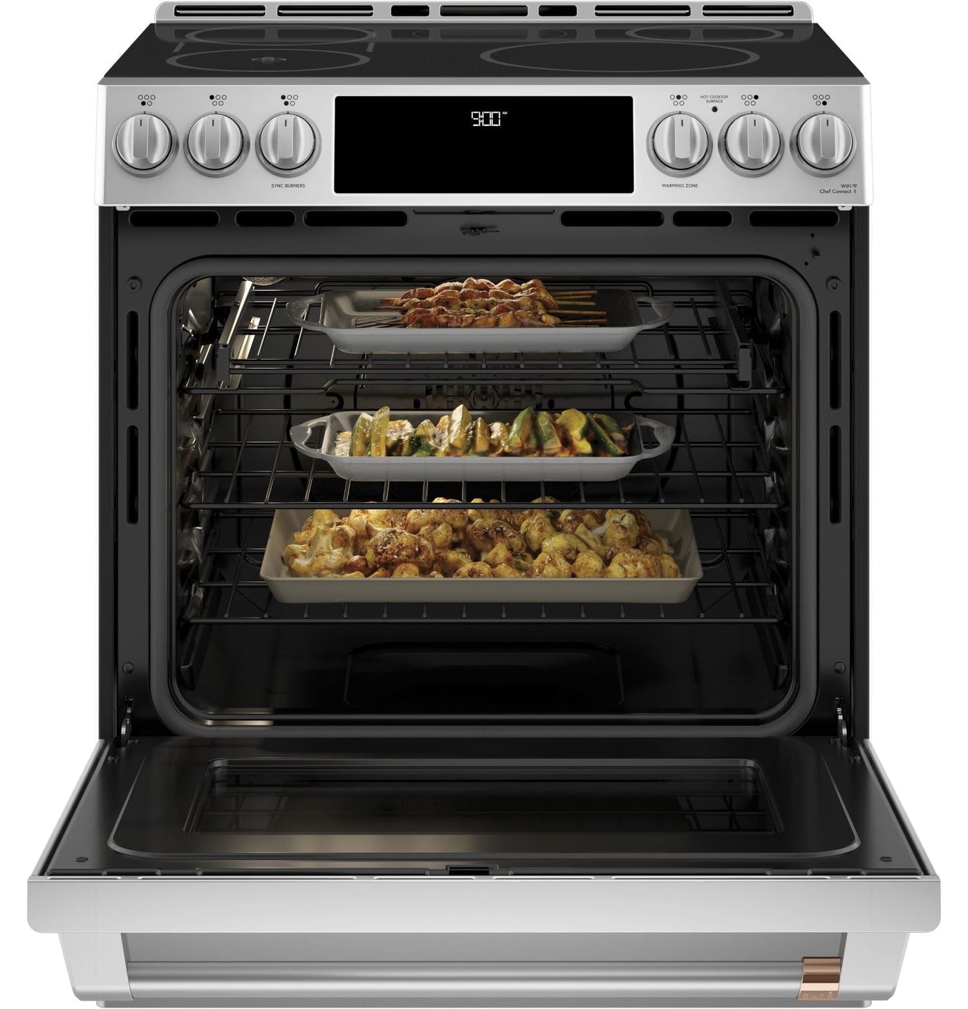 Café™ Stainless Steel 30" Smart Slide-In, Front-Control, Induction and Convection Range with In-Oven Camera (5.7 Cu. Ft) - CHS90XP2MS1
