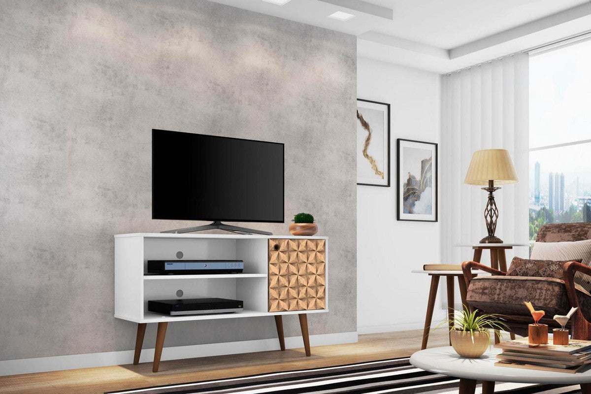 Lekedi 42" TV Stand - White/3D Brown Print