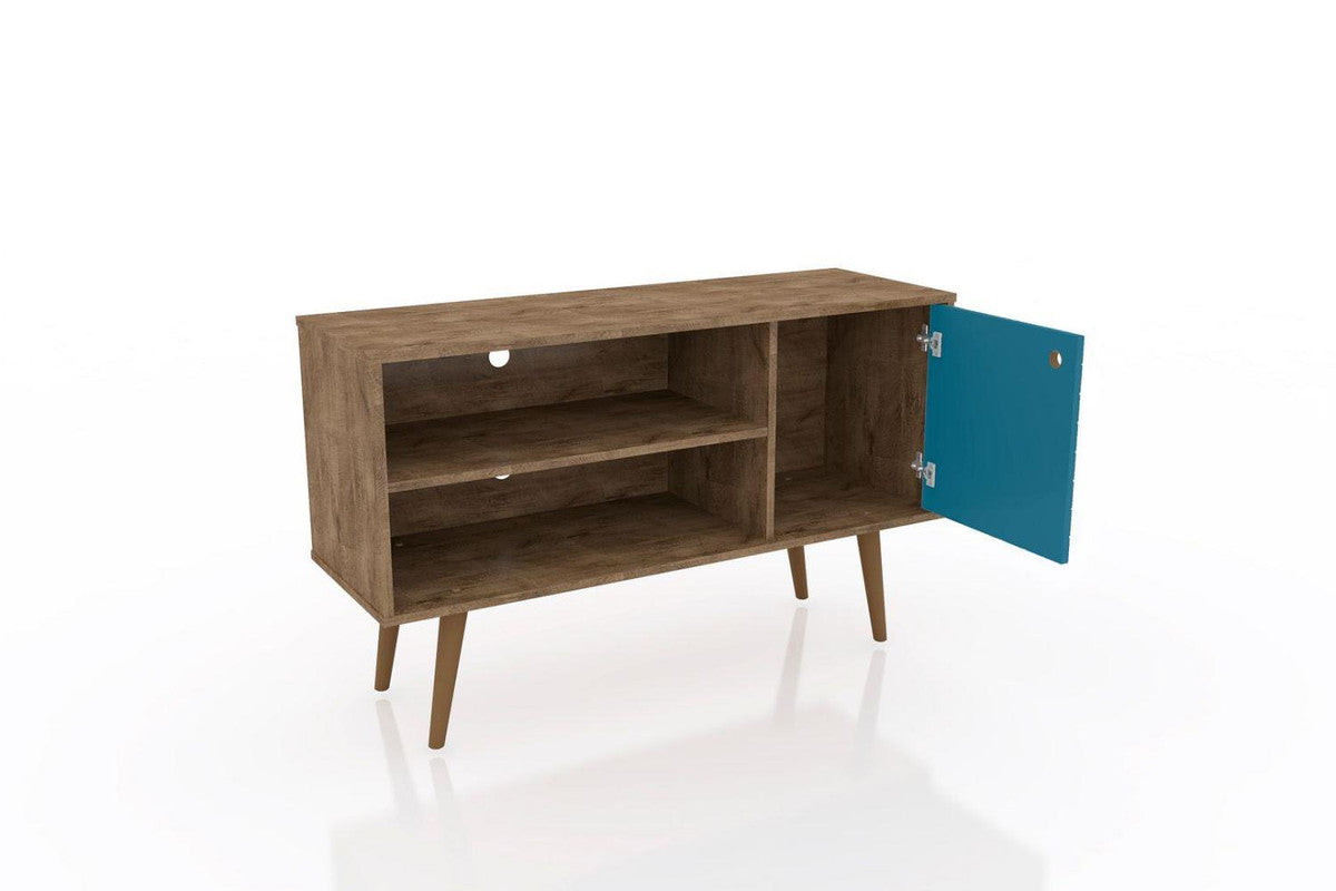 Lekedi 42" TV Stand - Rustic Brown/Aqua Blue