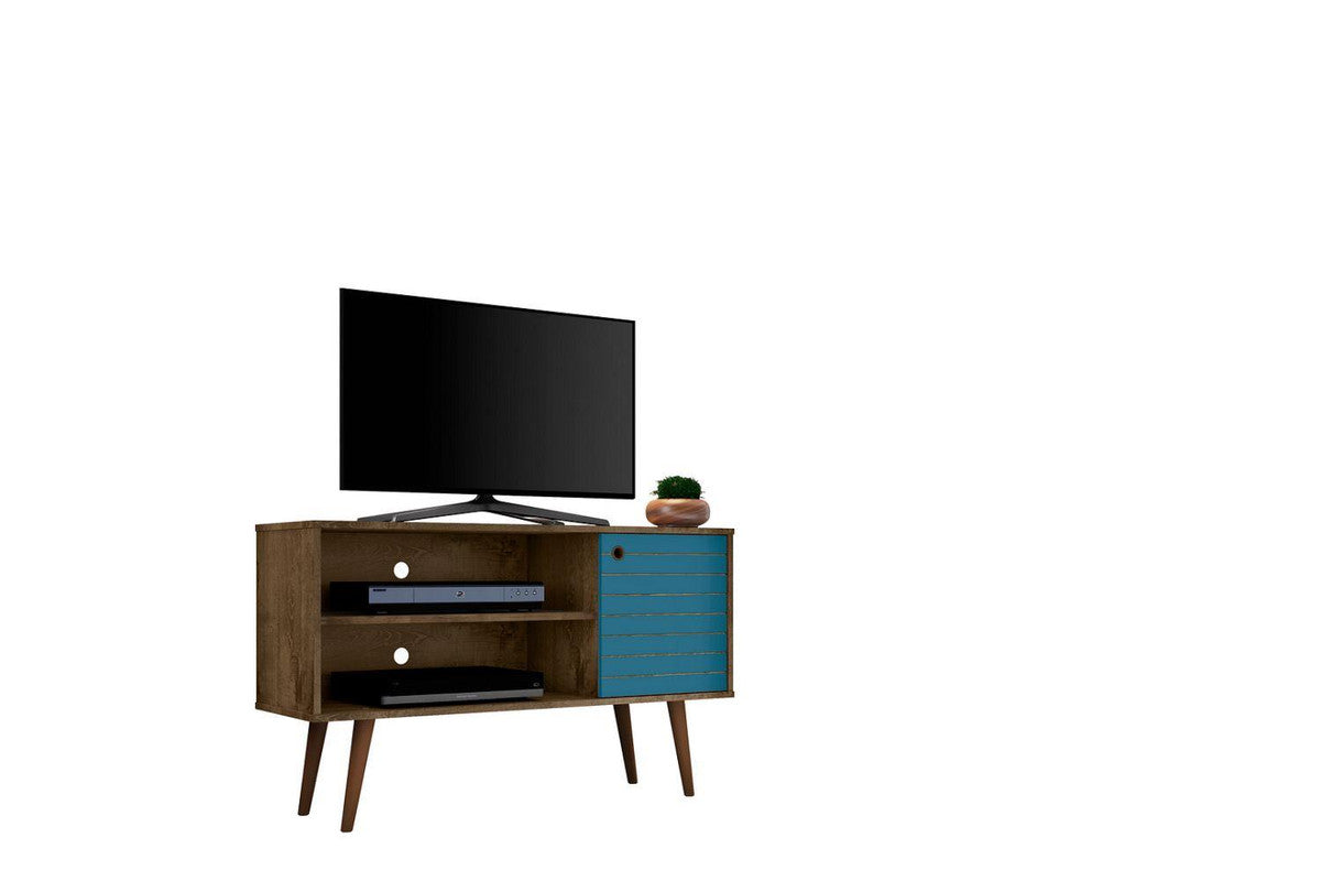Lekedi 42" TV Stand - Rustic Brown/Aqua Blue