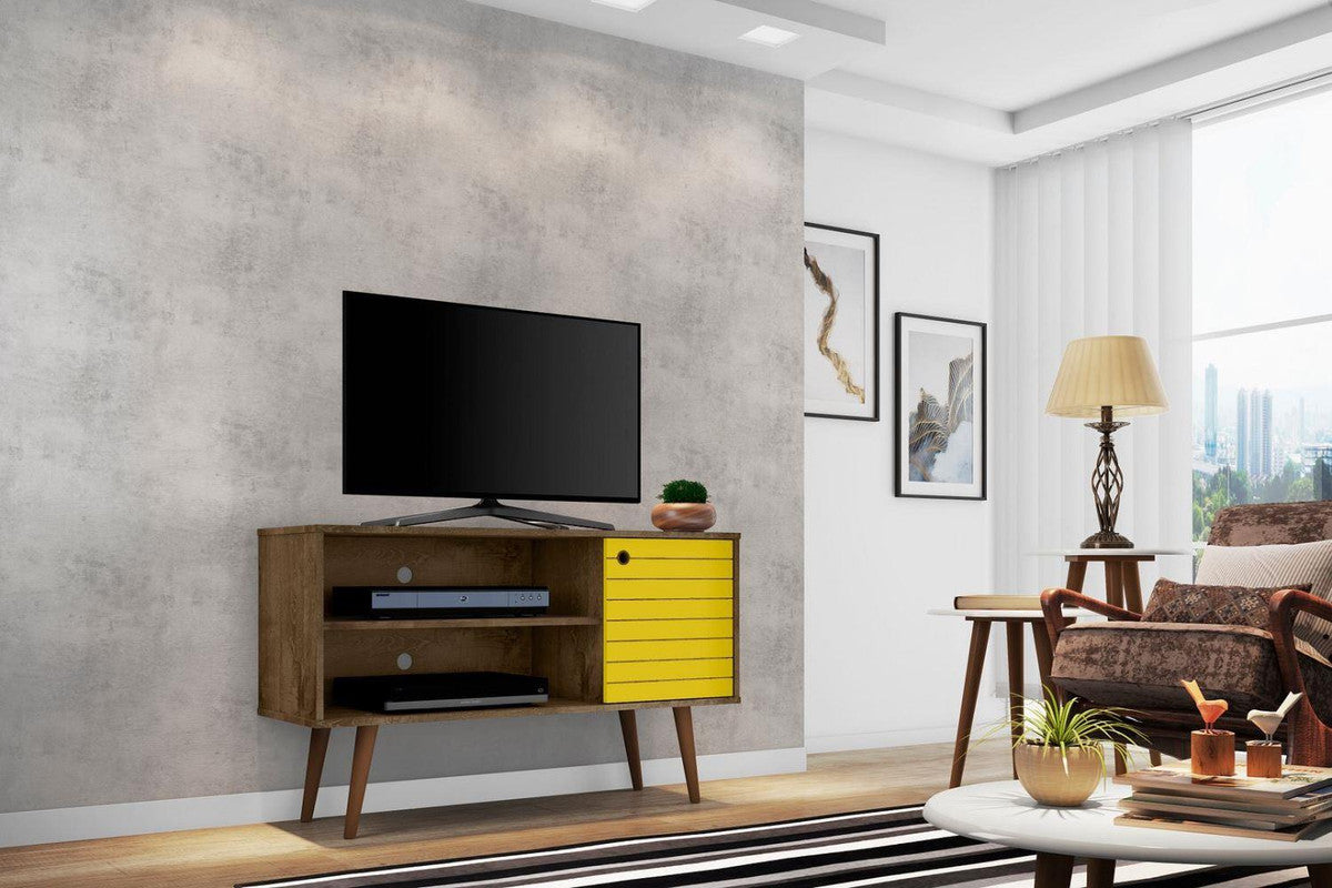 Lekedi 42" TV Stand - Rustic Brown/Yellow