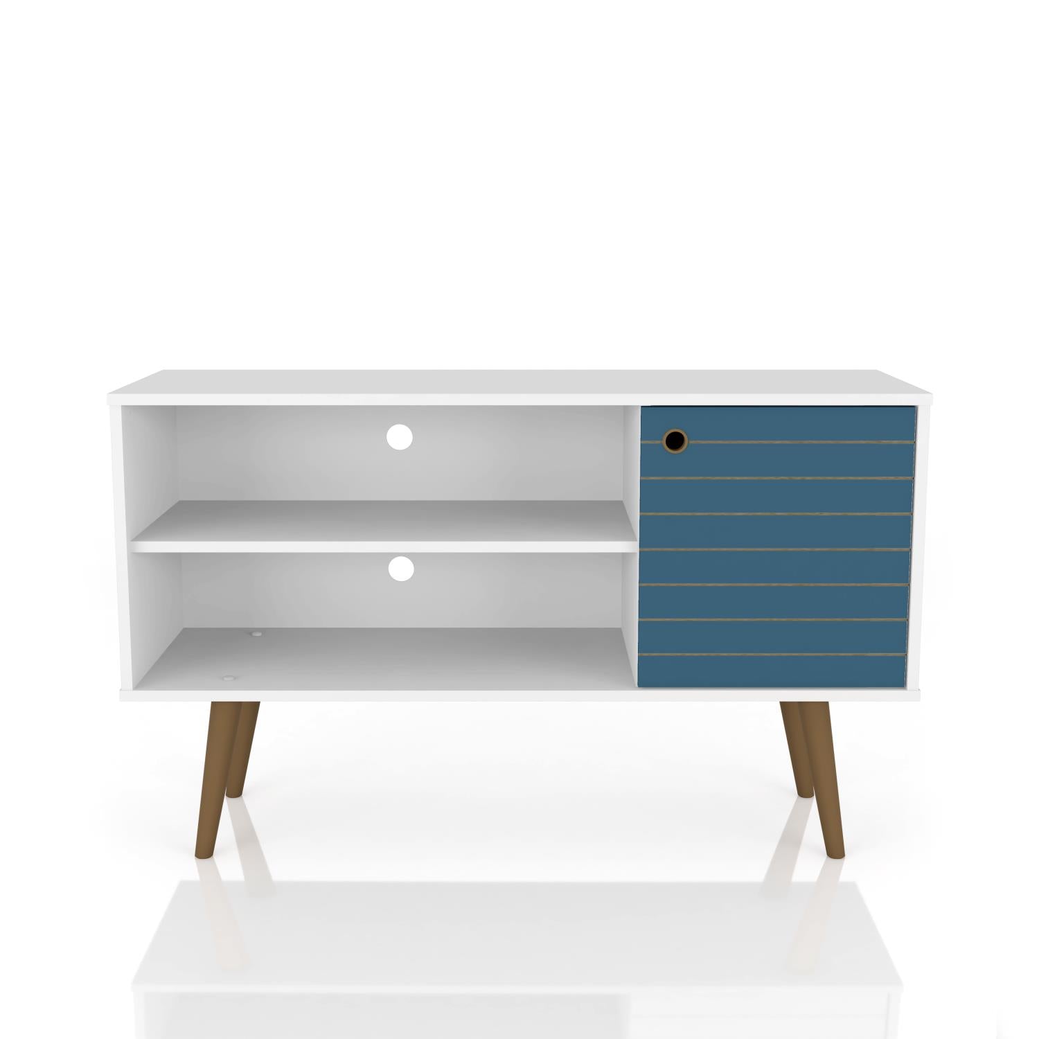 Lekedi 42" TV Stand - Gloss White/Aqua Blue