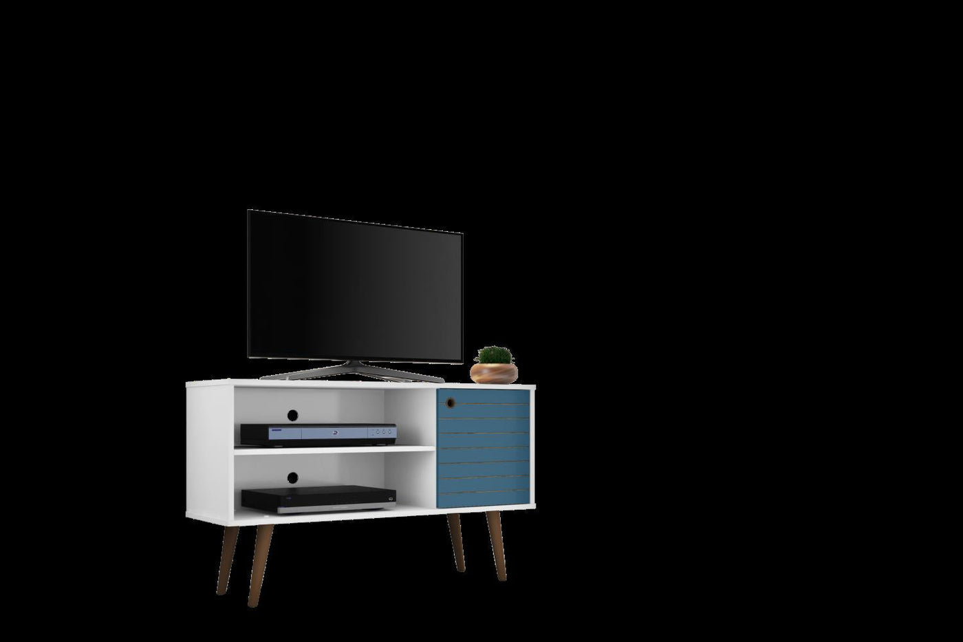 Lekedi 42" TV Stand - Gloss White/Aqua Blue
