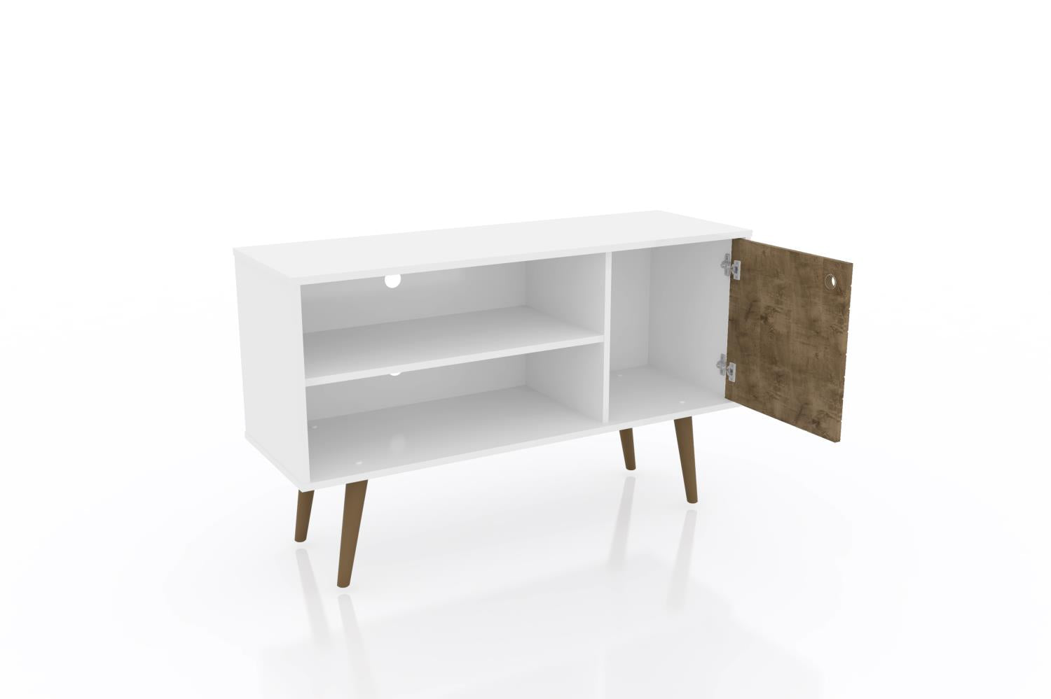 Lekedi 42" TV Stand - Gloss White/Rustic Brown