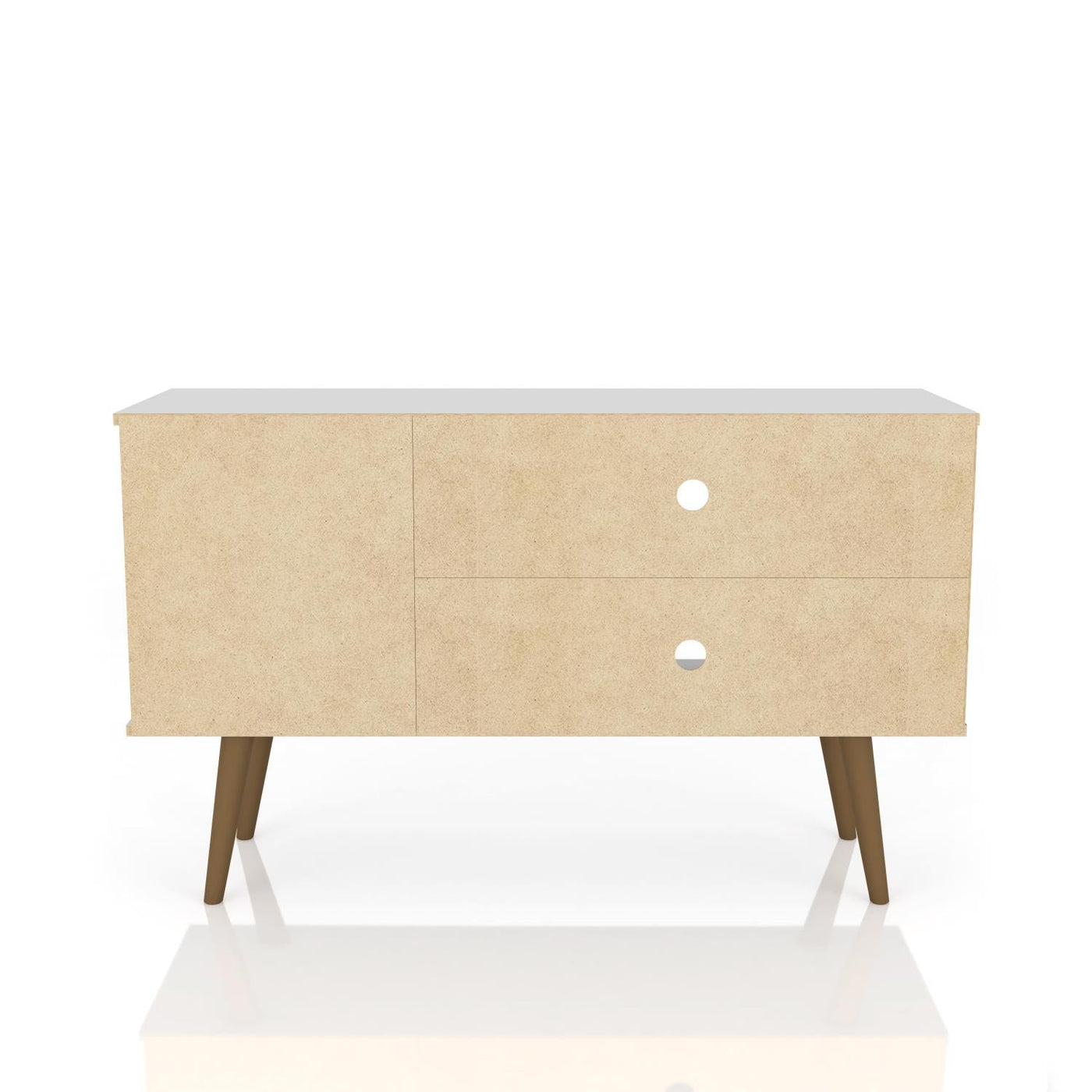 Lekedi 42" TV Stand - Gloss White/Rustic Brown