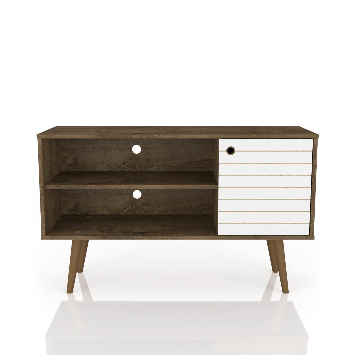 Lekedi 42" TV Stand - Matte Rustic Brown/White