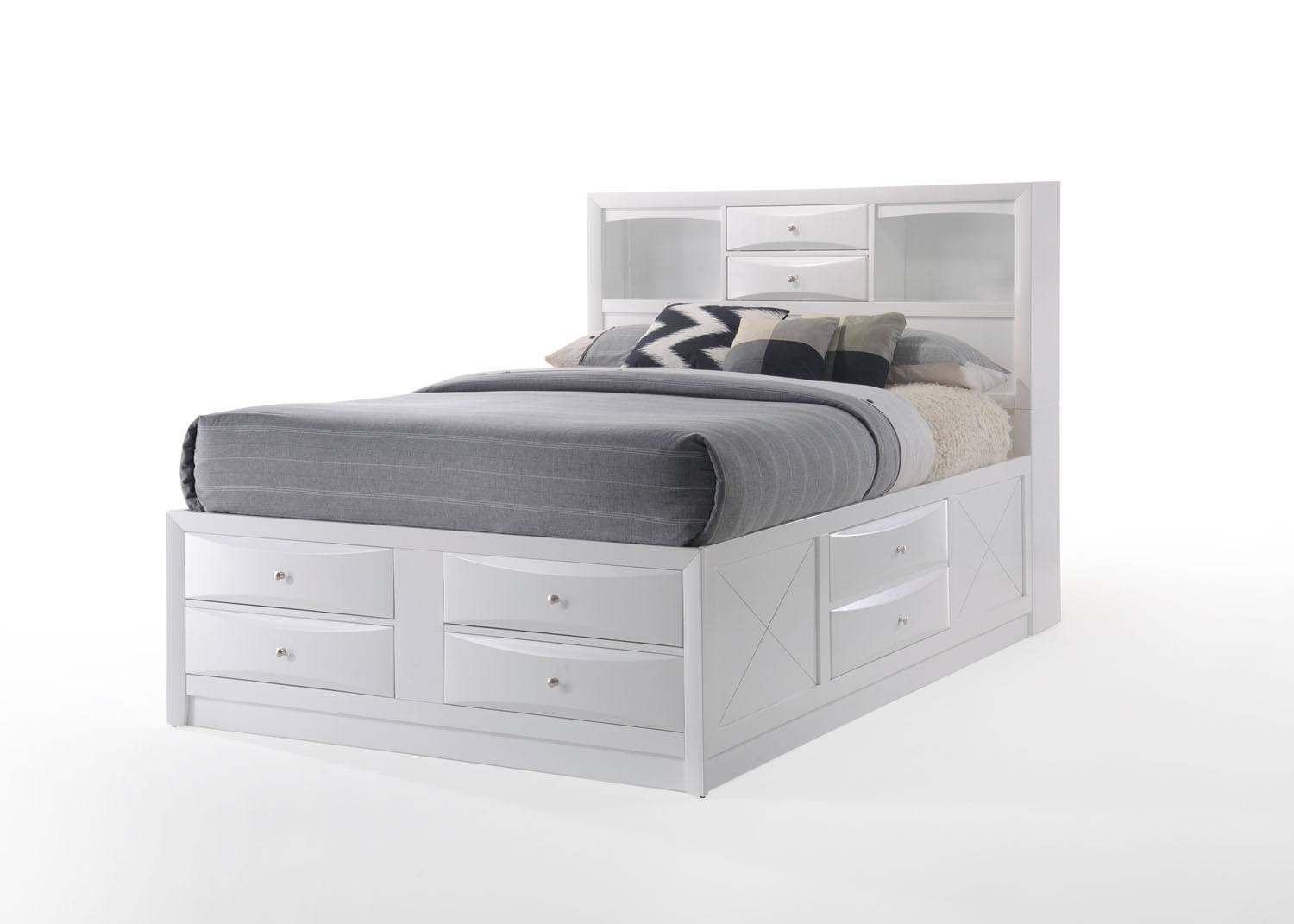 Hillary Queen Platform Storage Bed - White