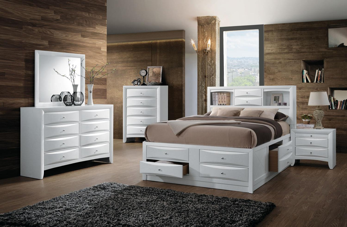Hillary King Platform Storage Bed - White