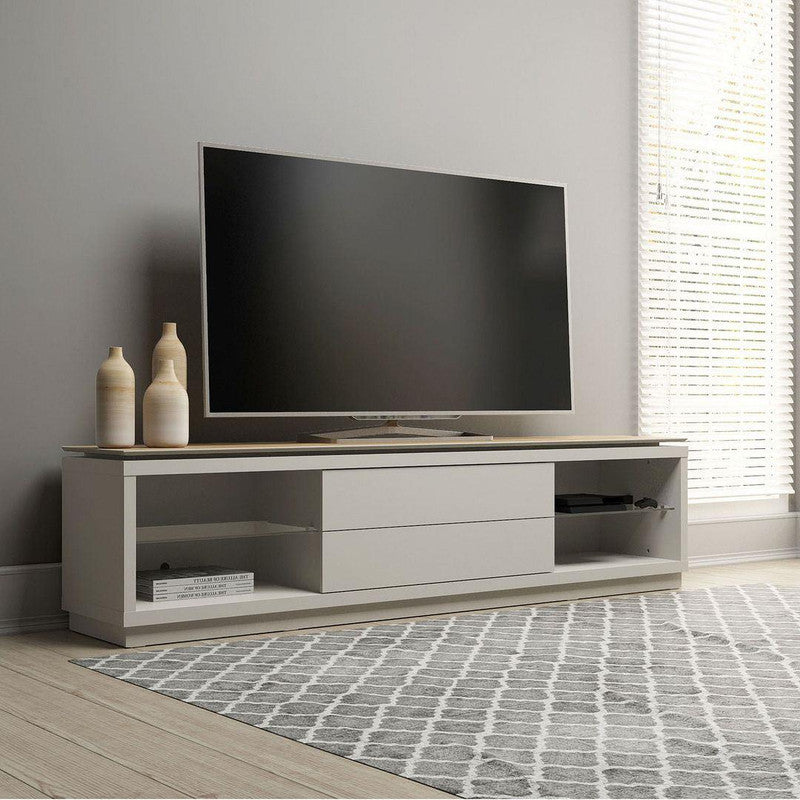 Ciyun 63" TV Stand - Off White/Cinnamon