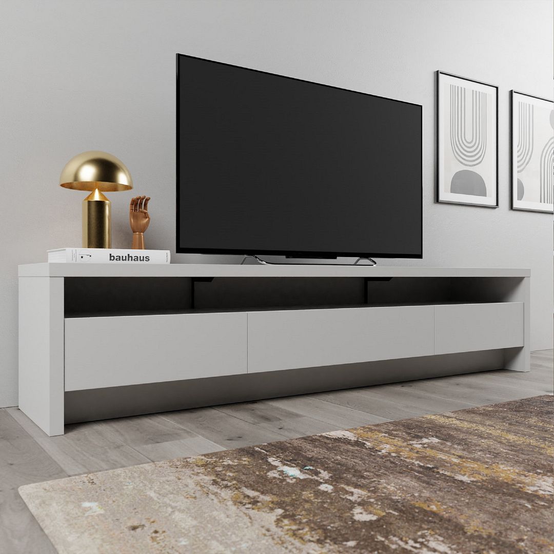 Seden 85" TV Stand - White Matte