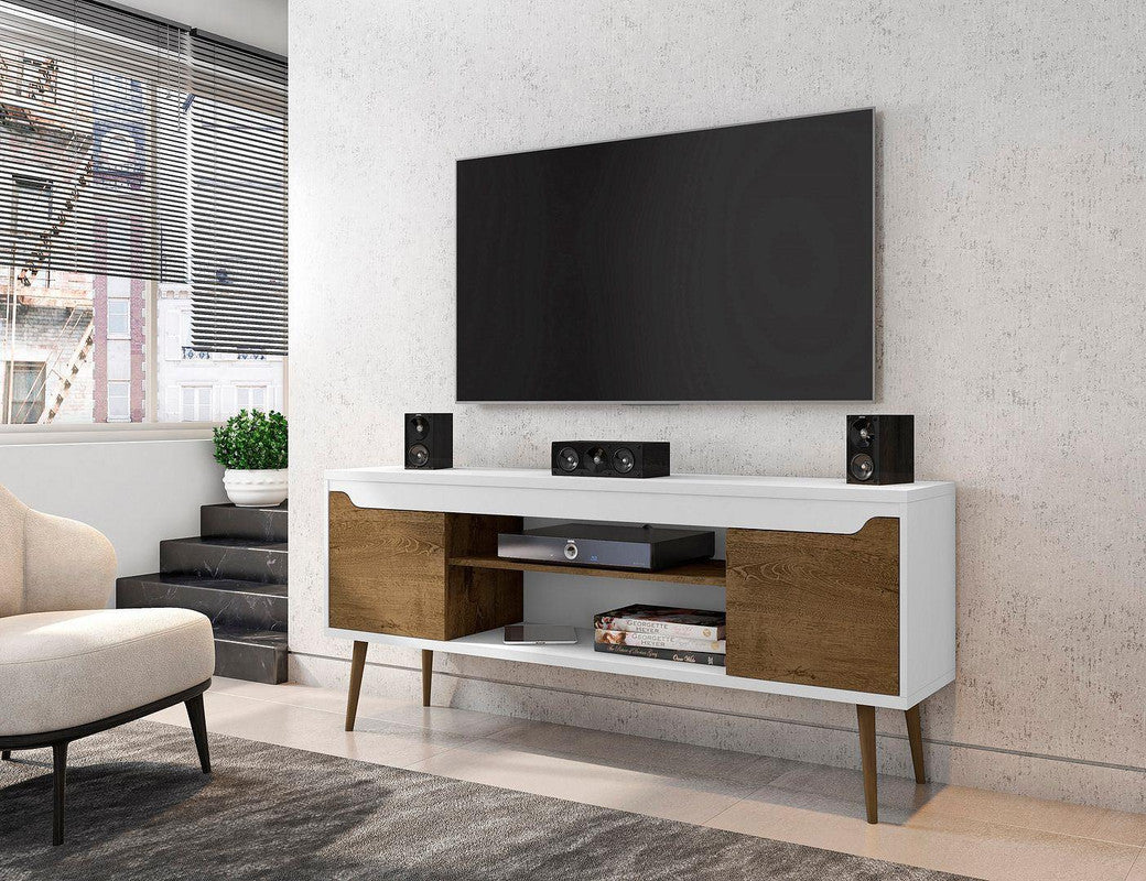 Gatutca TV Stand - White/Rustic Brown