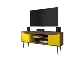 Gatutca TV Stand - Rustic Brown/Yellow