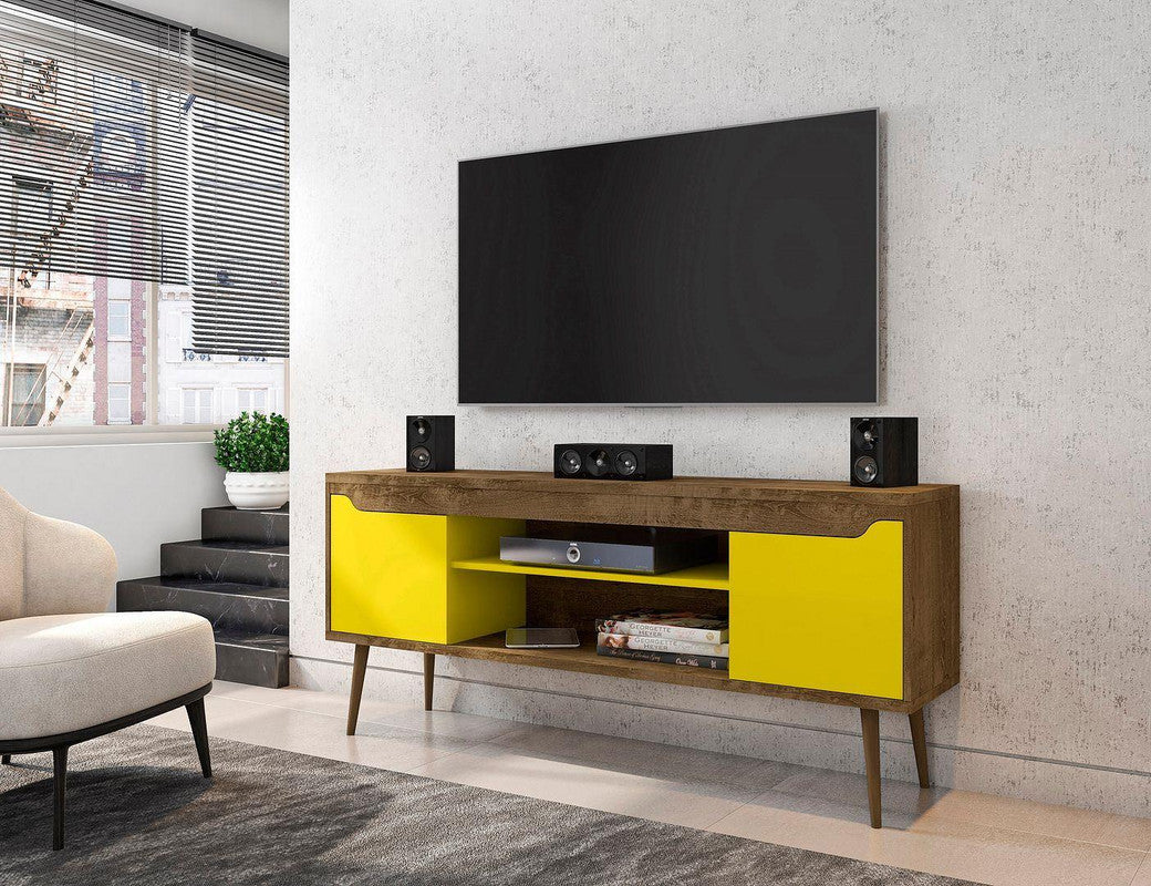 Gatutca TV Stand - Rustic Brown/Yellow