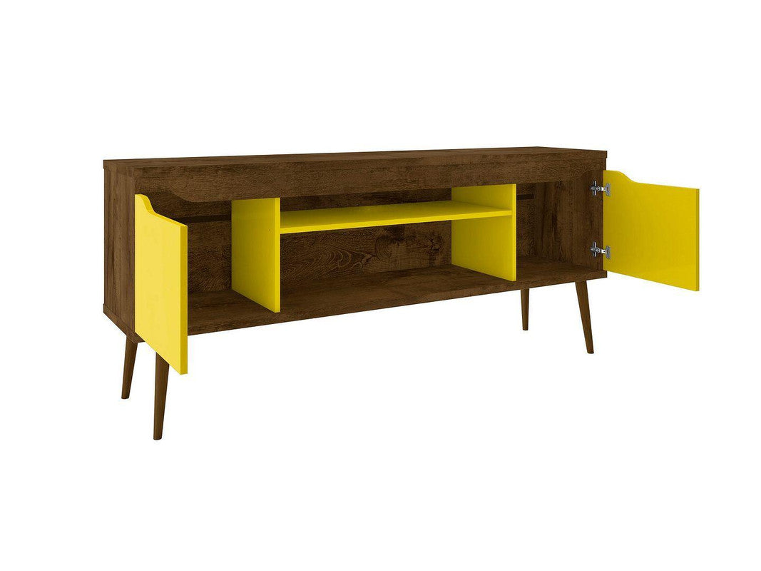 Gatutca TV Stand - Rustic Brown/Yellow