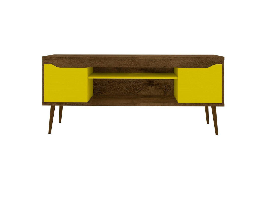 Gatutca TV Stand - Rustic Brown/Yellow
