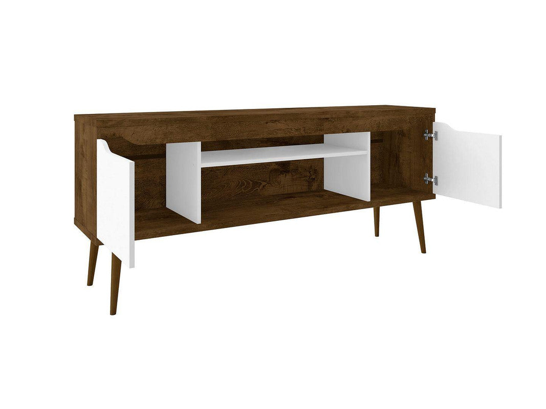 Gatutca TV Stand - Rustic Brown/White