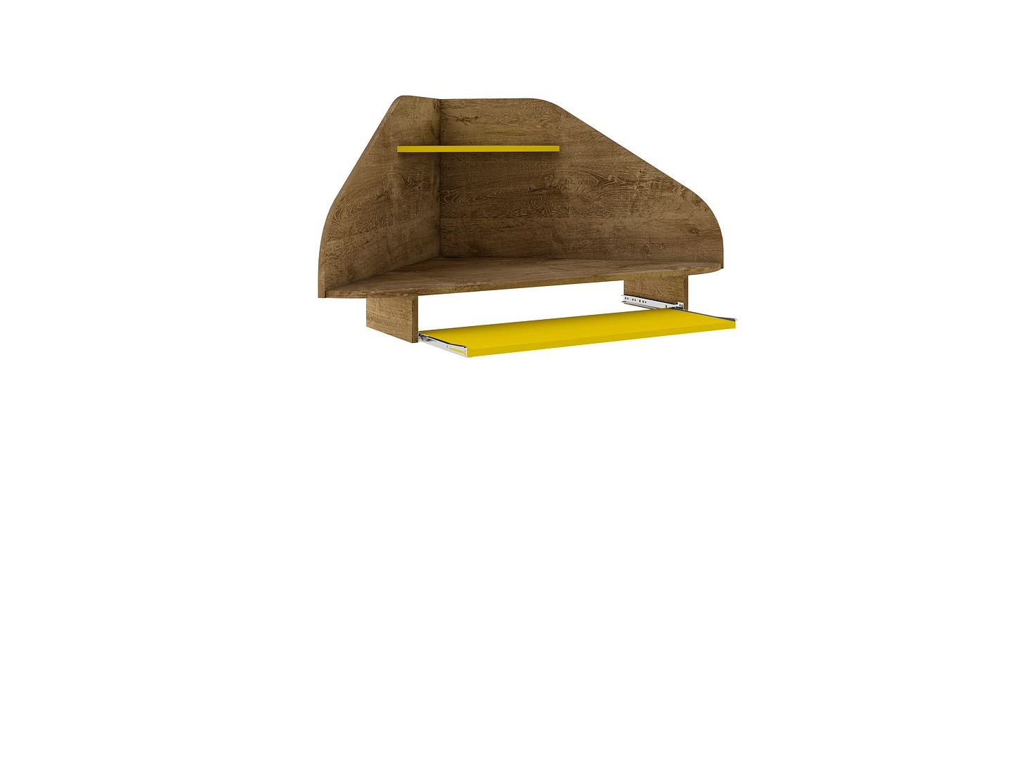 Gatutca Floating Corner Desk With Keyboard Shelf - Rustic Brown / Yellow