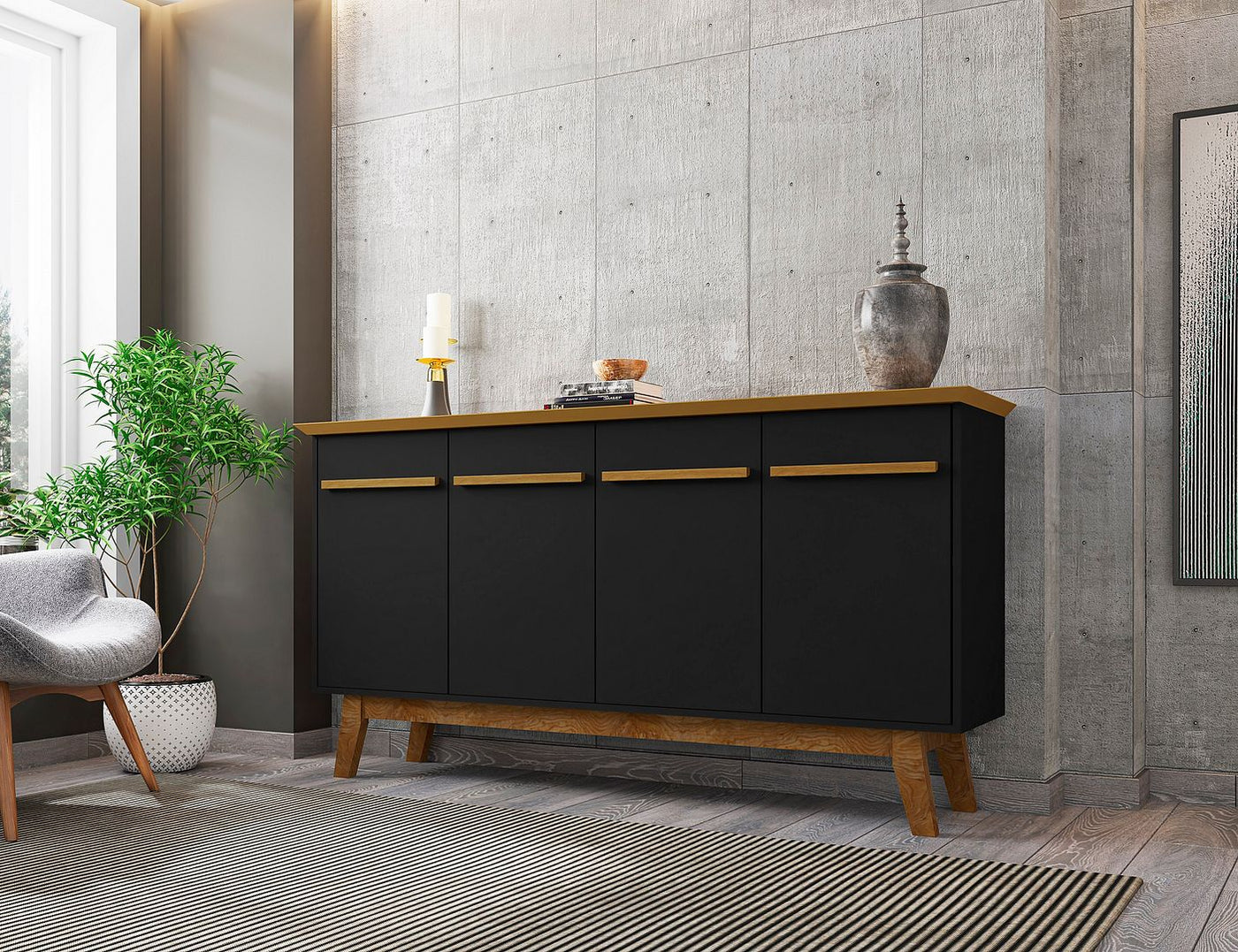 Osnabruck 63" Sideboard - Black/Cinnamon