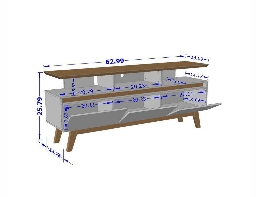 Osnabruck 63" TV Stand - Off White/Cinnamon
