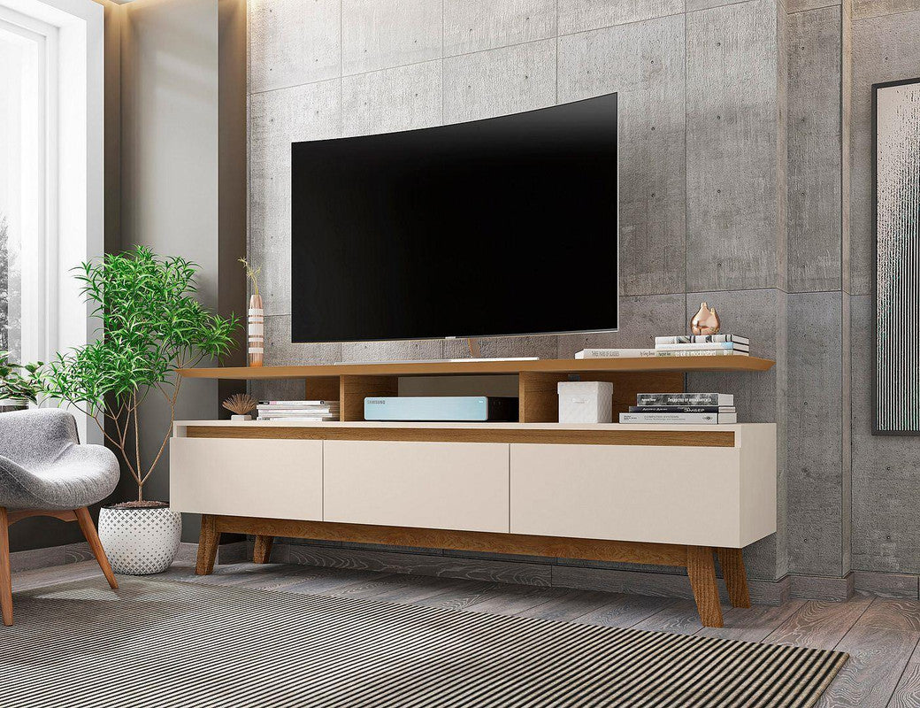 Osnabruck 71" TV Stand - Off White/Cinnamon