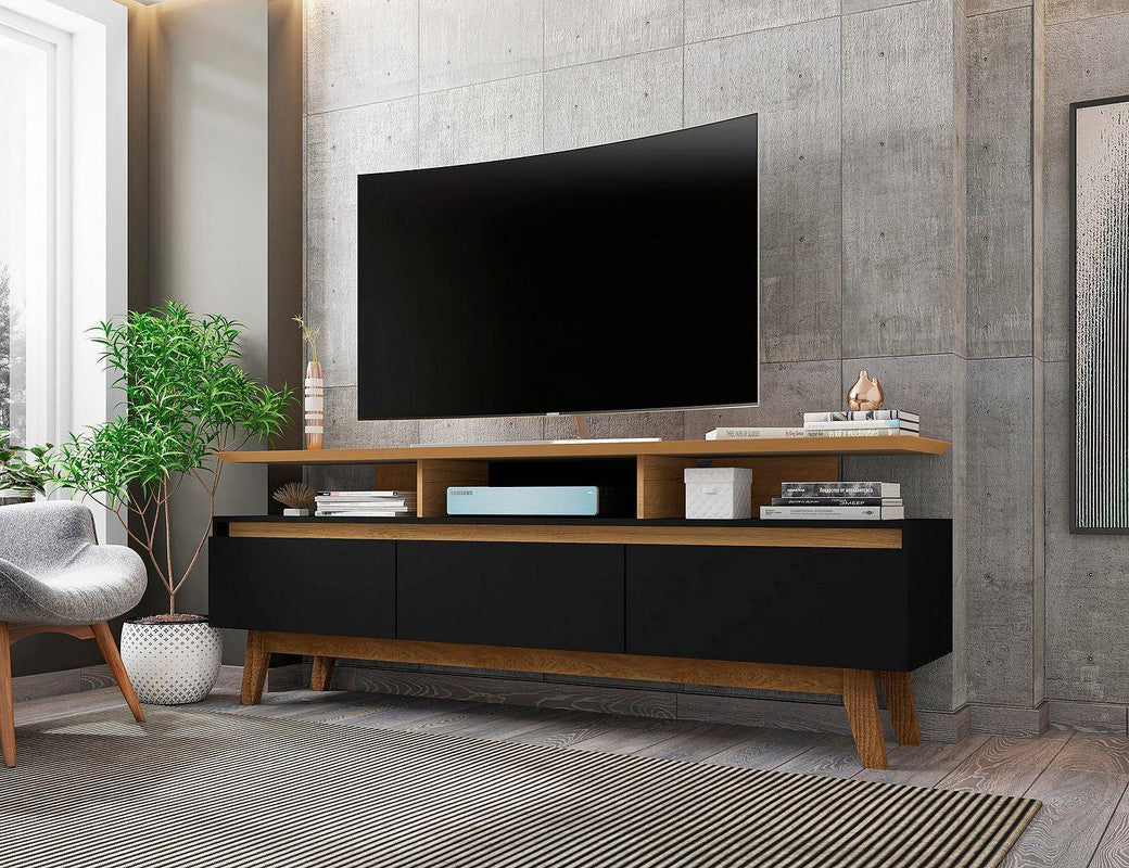 Osnabruck 71" TV Stand - Black/Cinnamon