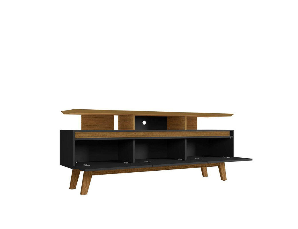 Osnabruck 71" TV Stand - Black/Cinnamon
