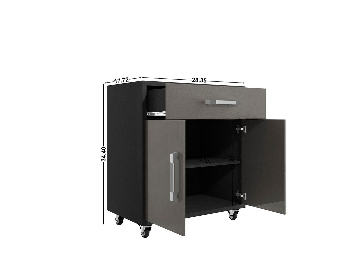 Lunde Mobile Garage Storage Cabinet - Grey Gloss