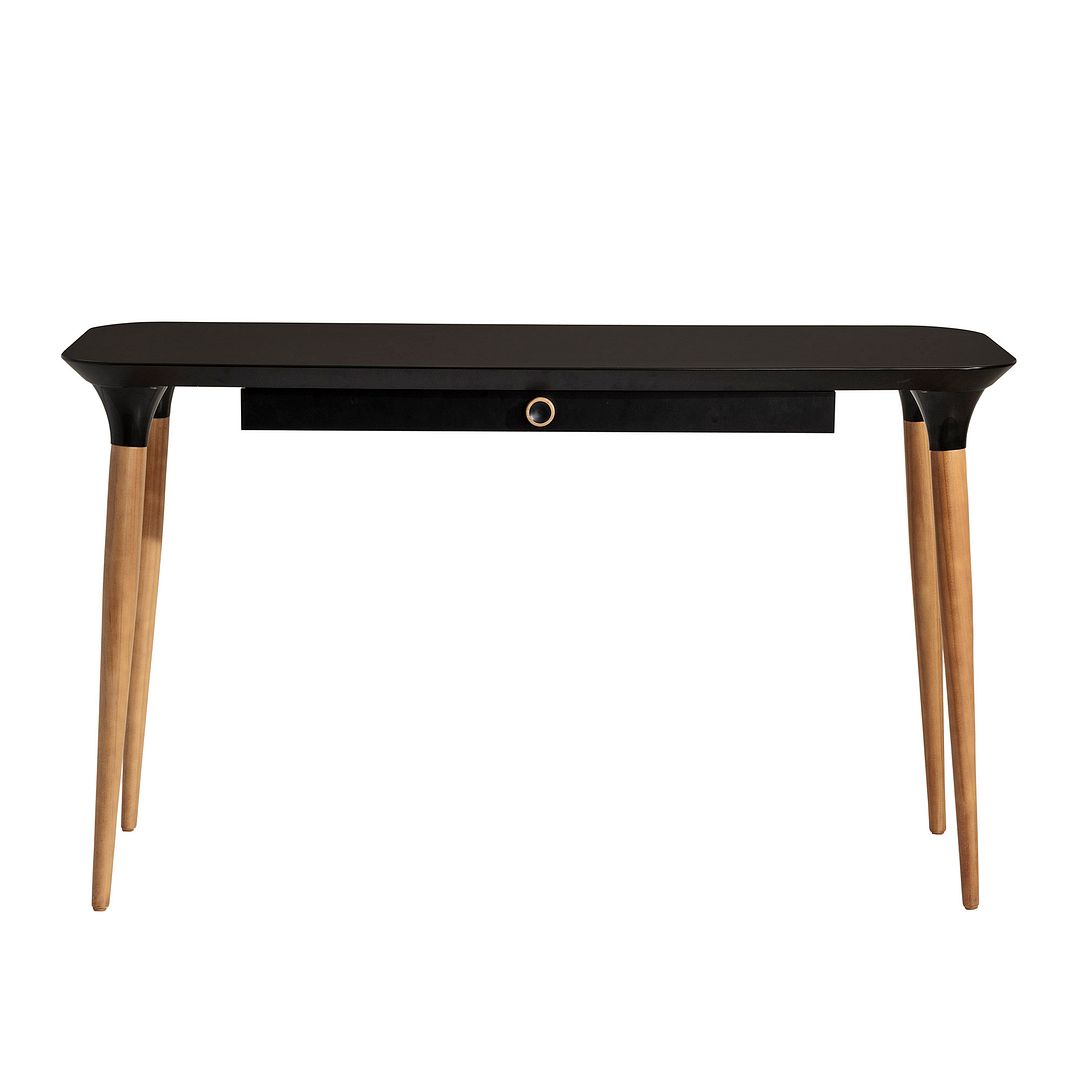 Cinkota Compact Pine Wood Office Desk - Black / Cinnamon