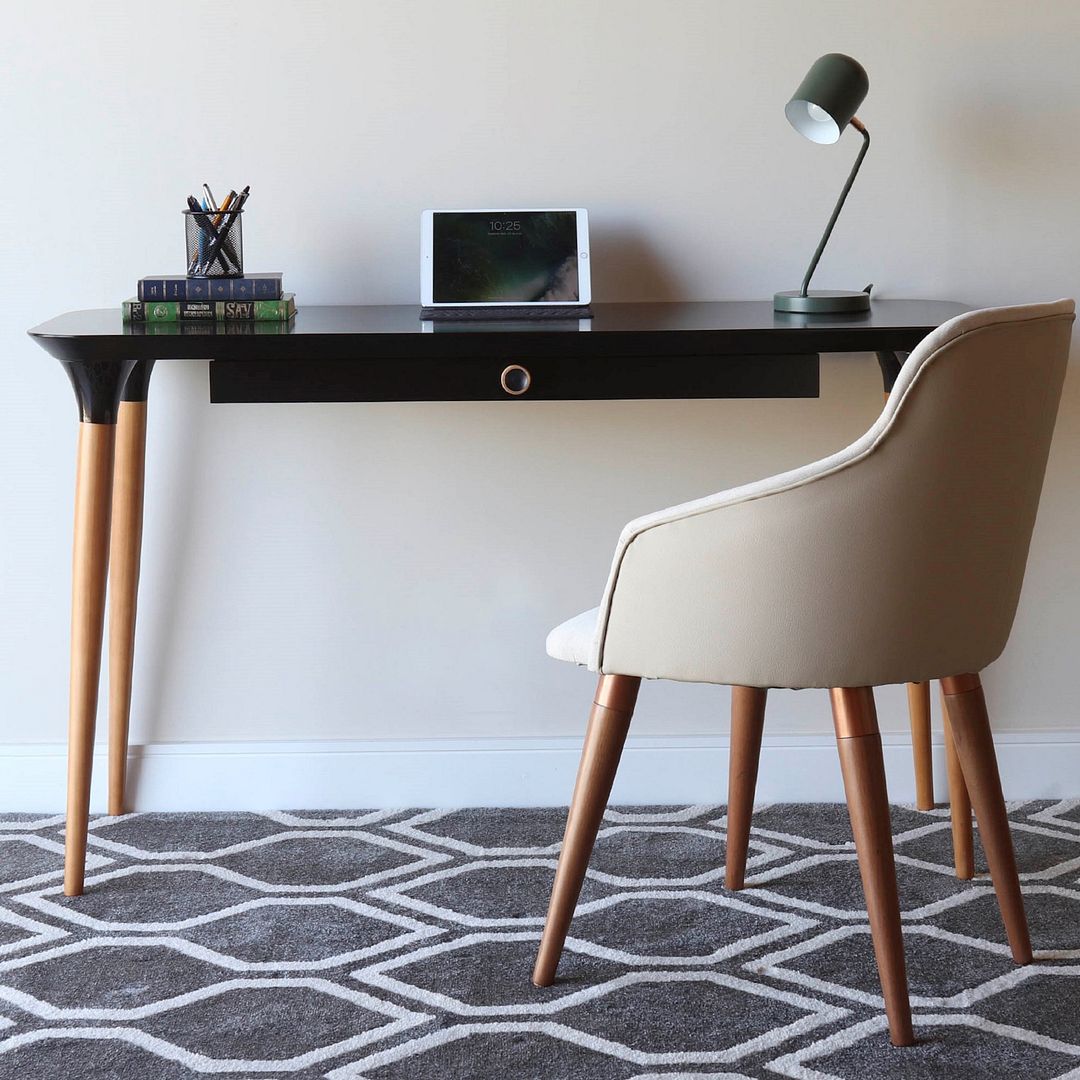 Cinkota Compact Pine Wood Office Desk - Black / Cinnamon