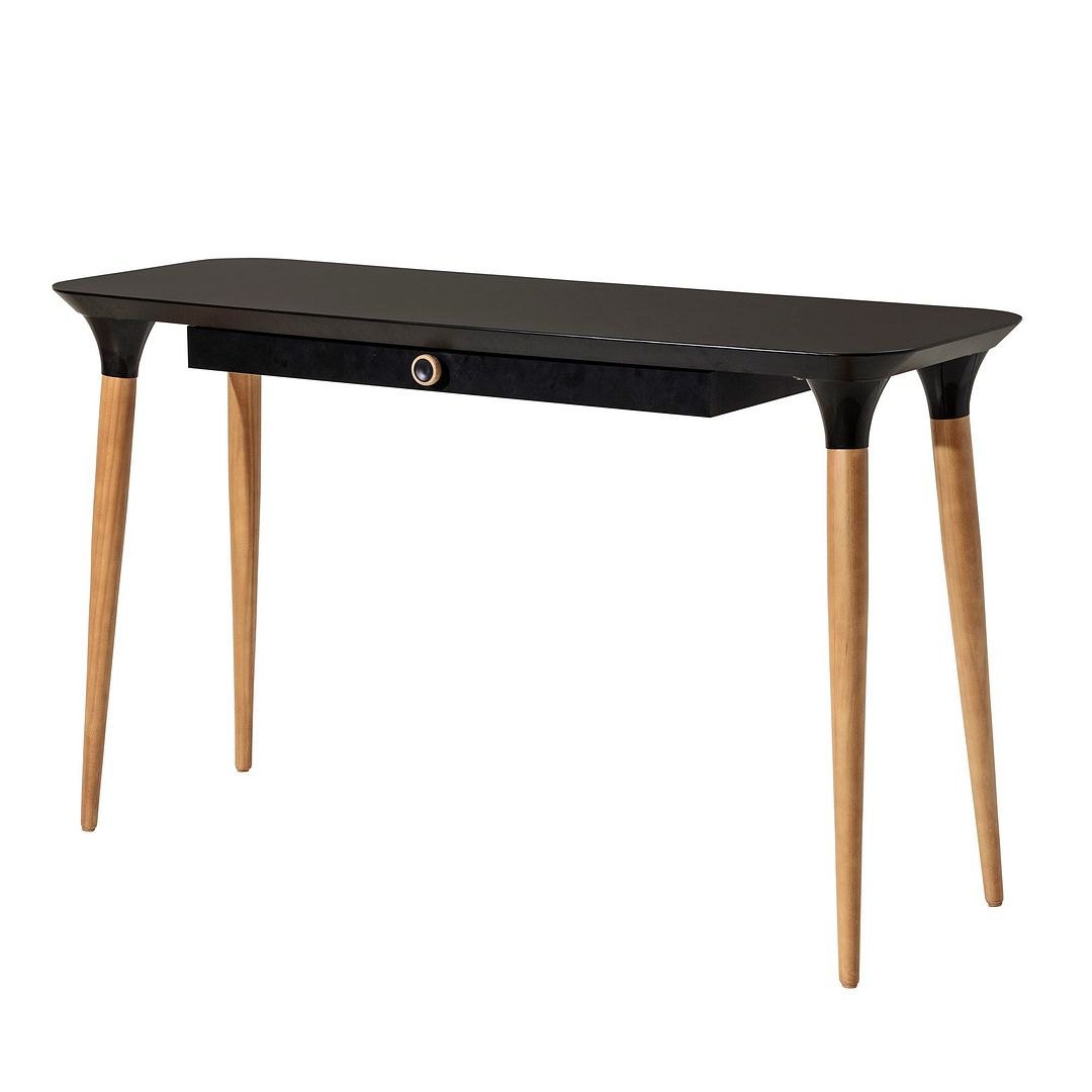 Cinkota Compact Pine Wood Office Desk - Black / Cinnamon