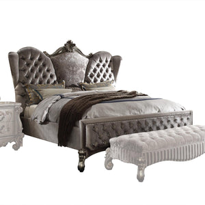 Escalera Queen Bed - Velvet and Antique Platinum