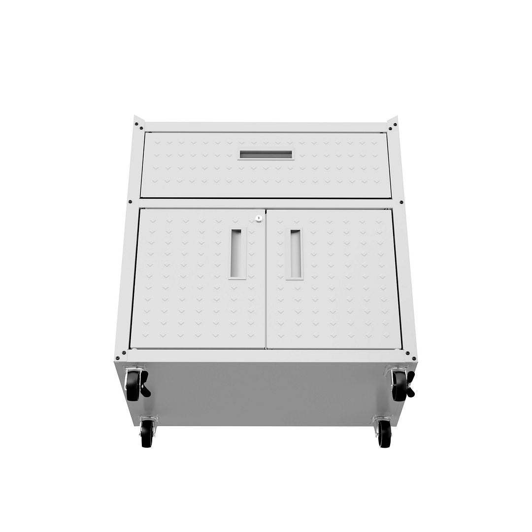 Maximus 31.5" Mobile Garage Cabinet with Drawer/Shelves - White