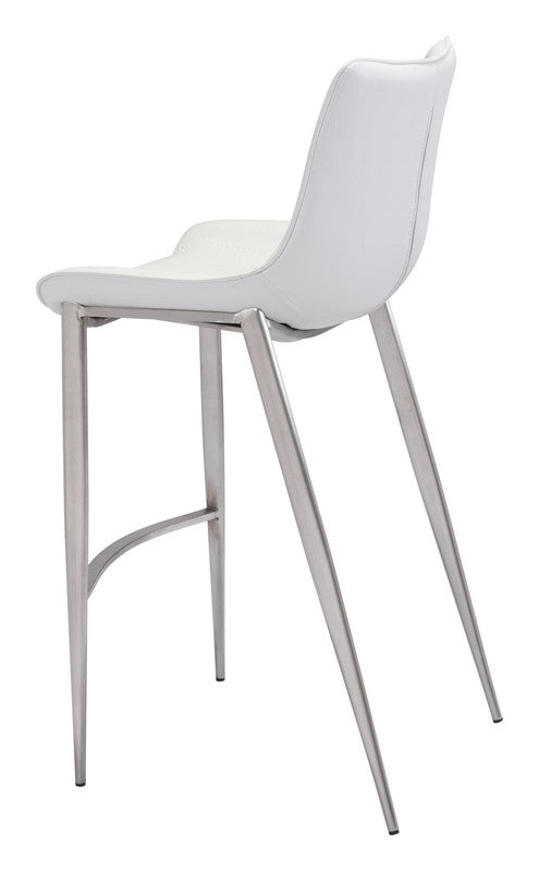 Teglberg Bar Height Stool - White/Silver - Set of 2