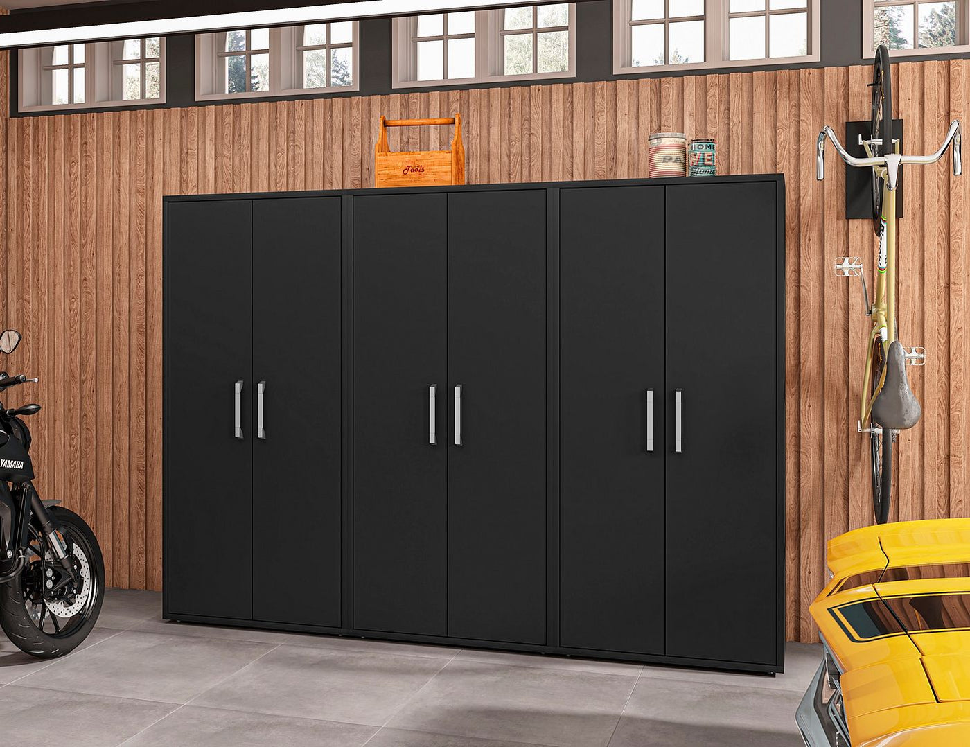 Lunde Storage Cabinet - Matte Black - Set of 3