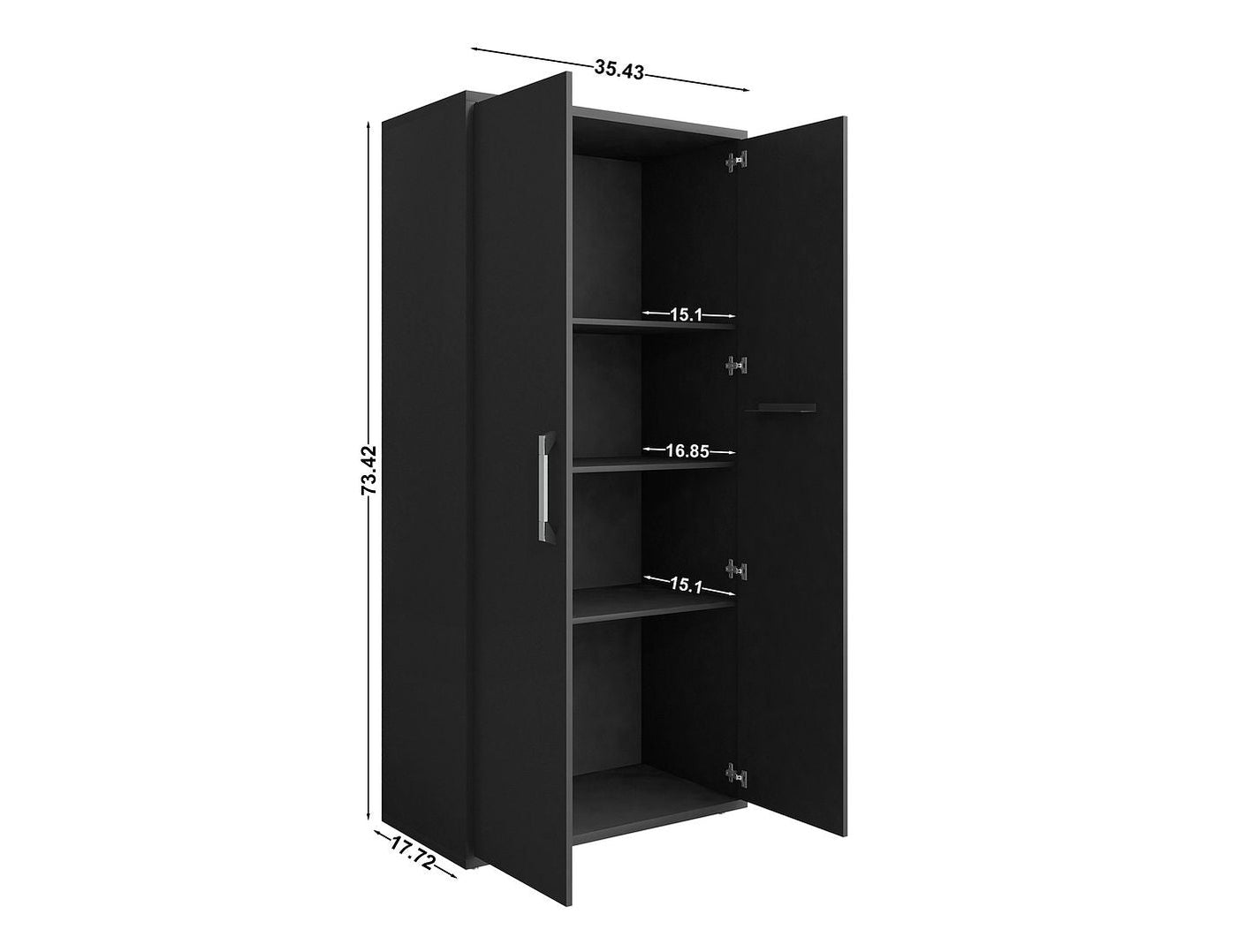 Lunde Storage Cabinet - Matte Black - Set of 3