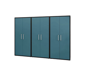 Lunde Storage Cabinet - Matte Black/Aqua Blue - Set of 3